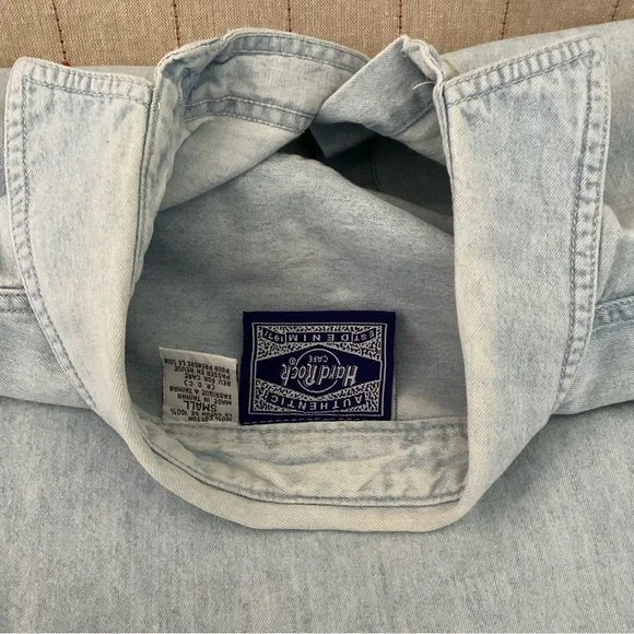 Vintage 90s Hard Rock Cafe Niagara Falls Button Down Long Sleeve Denim Shirt Sm - Picture 10 of 10